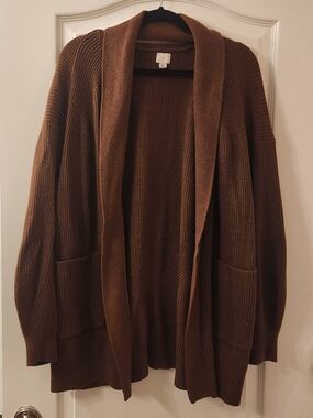 a new day Brown Ribbed Open Cardigan